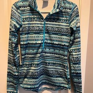 Blue Patterned Quarter-Zip Pullover